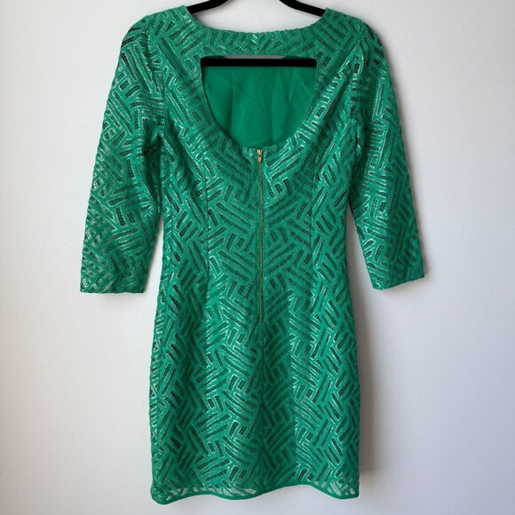 Lilly Pulitzer Camellia Dress Bamboo Geo Lace Fern Green Size 0 - Picture 11 of 12